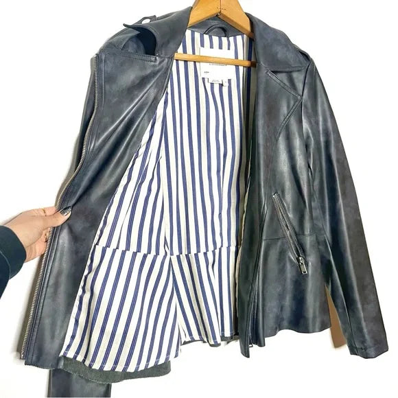 Anthropologie | Grey Peplum Moto Jacket