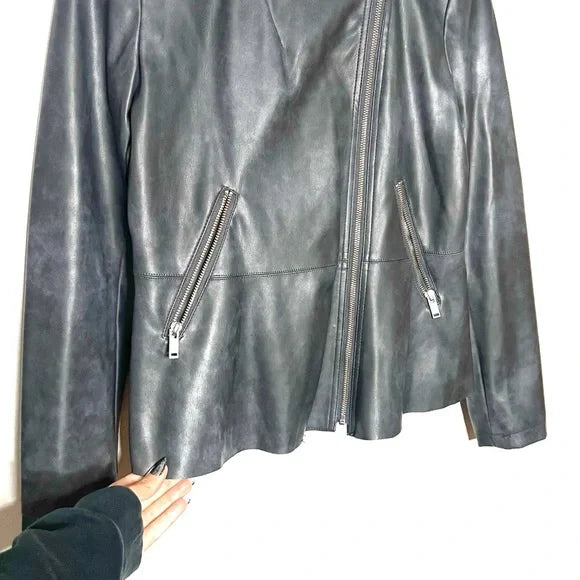 Anthropologie | Grey Peplum Moto Jacket