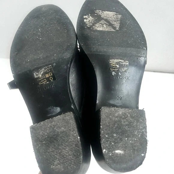 Bronx | Black Studded Heeled Loafers