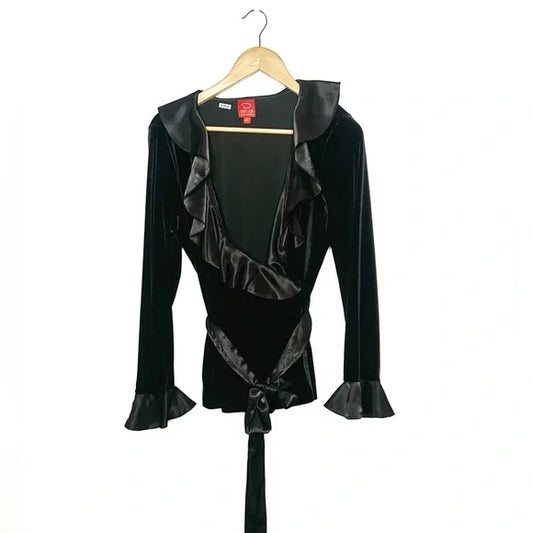 Oscar de la Renta | Black Velvet Wrap Blouse