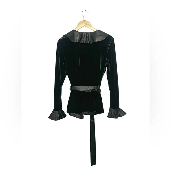 Oscar de la Renta | Black Velvet Wrap Blouse
