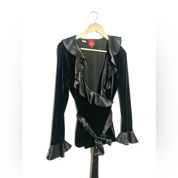 Oscar de la Renta | Black Velvet Wrap Blouse