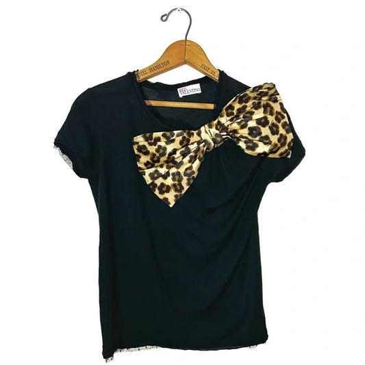 RED Valentino | Leopard Bow Lace Tee