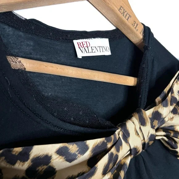RED Valentino | Leopard Bow Lace Tee