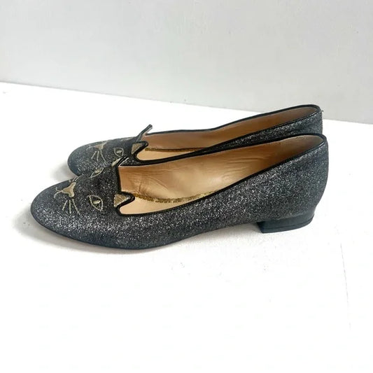 Charlotte Olympia | Kitty Glitter Flats