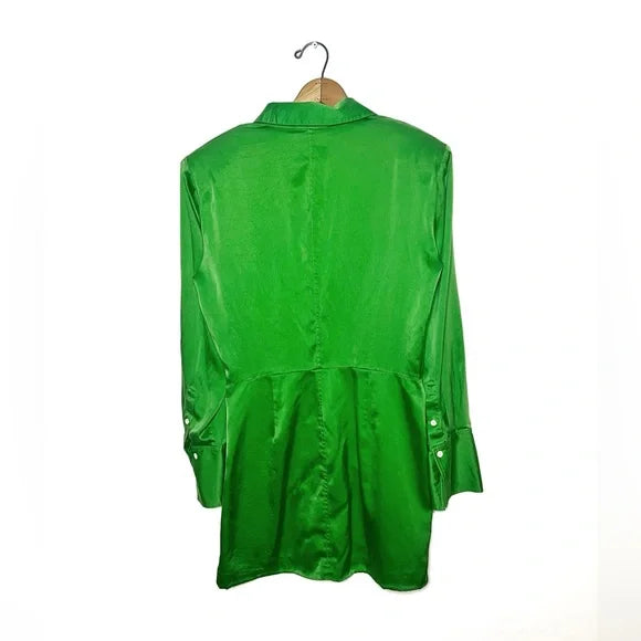 Frame | Silk Solid Shoulder Mini Dress