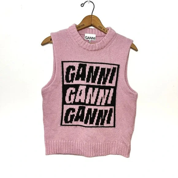 Ganni | Pink Logo Knit Vest