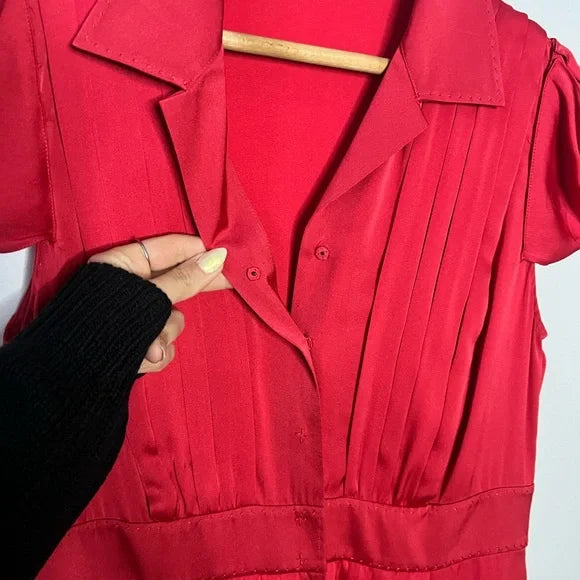 Elie Tahari | Red Silk Midi Dress