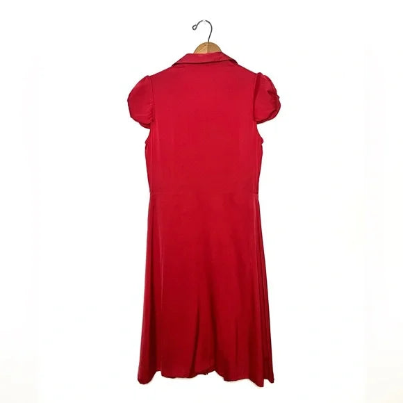 Elie Tahari | Red Silk Midi Dress