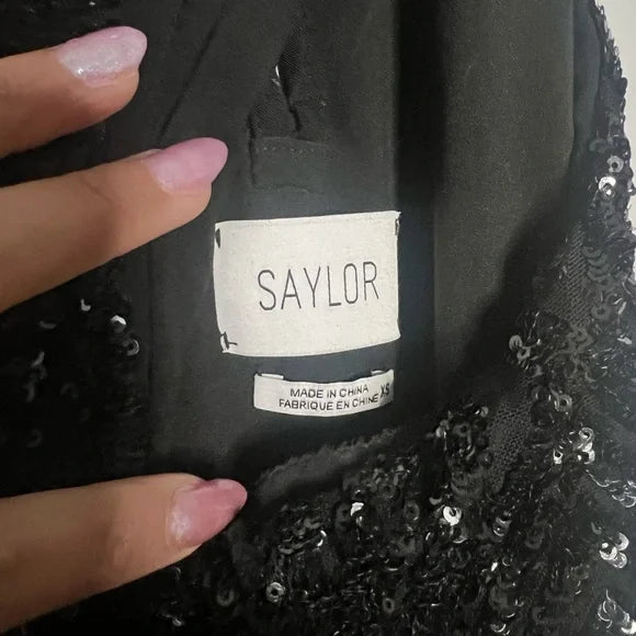 Saylor | Black Sequin Dylan Mini Dress