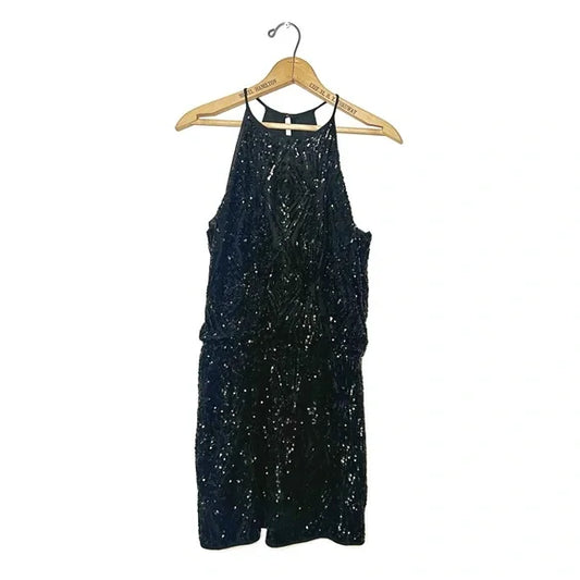 Saylor | Black Sequin Dylan Mini Dress